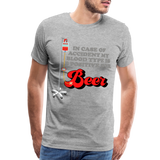 Brewing Beer Shirt, Beer Shirt, Drinking Shirt, Beer Geek, Craft Beer, In Case Of Accident My Blood Type Is B Positive For Beer Shirt, - heather gray