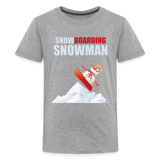 Snowboarding Snowman Shirt, Christmas Shirt, Holiday Shirt, Merry Christmas, Snowman Shirt, Snowboarding Shirt, Gift For Kids - heather gray