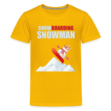 Snowboarding Snowman Shirt, Christmas Shirt, Holiday Shirt, Merry Christmas, Snowman Shirt, Snowboarding Shirt, Gift For Kids - sun yellow