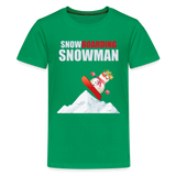 Snowboarding Snowman Shirt, Christmas Shirt, Holiday Shirt, Merry Christmas, Snowman Shirt, Snowboarding Shirt, Gift For Kids - kelly green