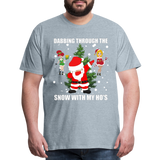 Dabbing Through The Snow With My Ho's, Dabbing Shirt, Dab Shirt, Santa Shirt, Holiday Shirt, Christmas Shirt, Snow Shirt, Funny Christmas Shirt - heather ice blue