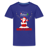 Believe Shirt, Here's Santa Shirt, Christmas Shirt, Holiday Shirt, Merry Christmas, Santa Shirt, Gift For Kids, Gift For Children - royal blue