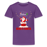 Believe Shirt, Here's Santa Shirt, Christmas Shirt, Holiday Shirt, Merry Christmas, Santa Shirt, Gift For Kids, Gift For Children - purple