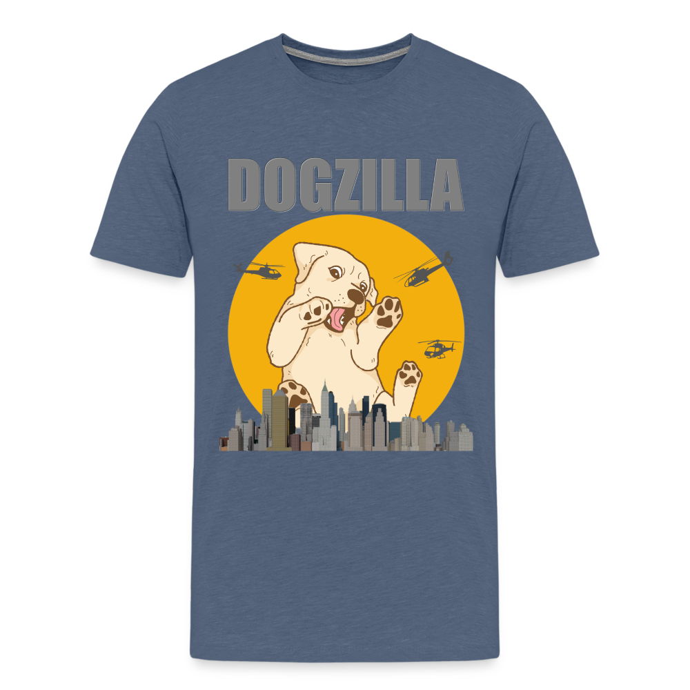 Dogzilla Shirt, Dog Lover Shirt, Funny Dog Lover Shirt, Dog Shirt, Helicopter, Big Apple City, Dog Dad Shirt, Dog Mom Shirt - heather blue