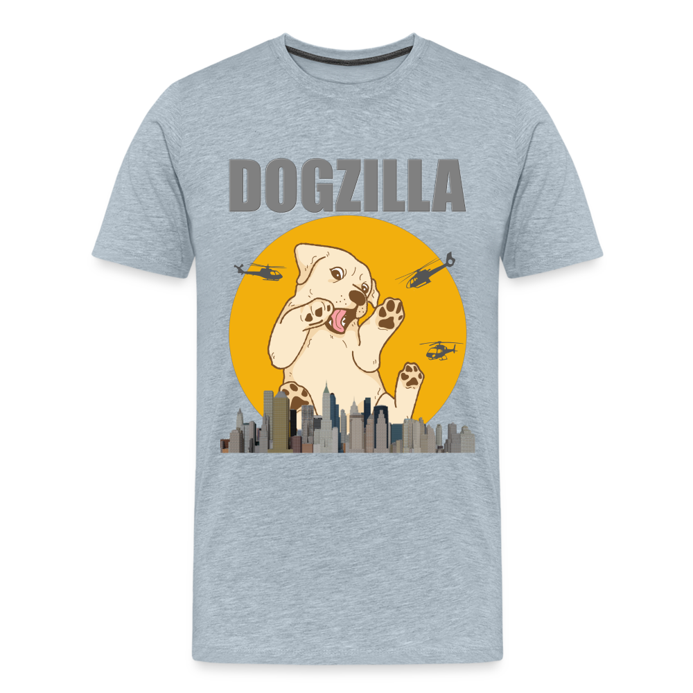 Dogzilla Shirt, Dog Lover Shirt, Funny Dog Lover Shirt, Dog Shirt, Helicopter, Big Apple City, Dog Dad Shirt, Dog Mom Shirt - heather ice blue