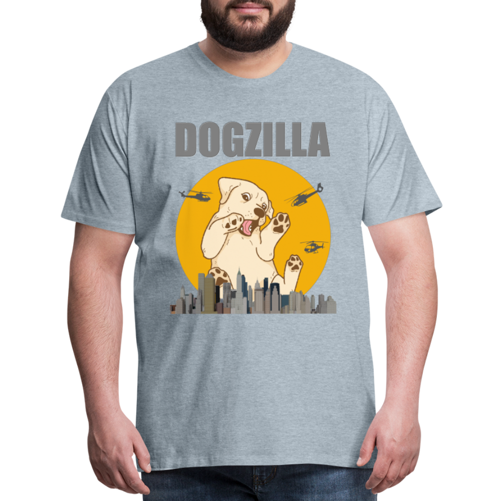 Dogzilla Shirt, Dog Lover Shirt, Funny Dog Lover Shirt, Dog Shirt, Helicopter, Big Apple City, Dog Dad Shirt, Dog Mom Shirt - heather ice blue