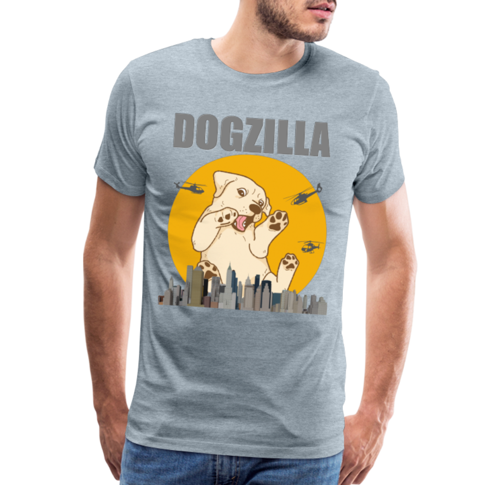 Dogzilla Shirt, Dog Lover Shirt, Funny Dog Lover Shirt, Dog Shirt, Helicopter, Big Apple City, Dog Dad Shirt, Dog Mom Shirt - heather ice blue