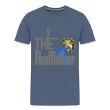 The Rodfather T-Shirt, Funny Fishing, Fishing Rod Shirt, Lake Lover Fishing Shirt, Fishing Gift For Men, Dad Fishing Shirt, Father Day Shirt - heather blue