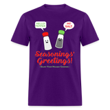 Holiday Shirt, Seasonings Greetings Shirt, Salt Pepper Shaker Shirt, Happy New Year Christmas Holiday Shirt, Foodie Gift Idea, Unisex Classic T-Shirt - purple