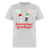 Holiday Shirt, Seasonings Greetings Shirt, Salt Pepper Shaker Shirt, Happy New Year Christmas Holiday Shirt, Foodie Gift Idea, Unisex Classic T-Shirt - heather gray