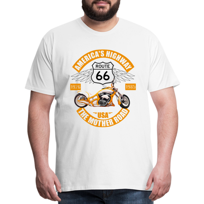 Route 66 Shirt, America's Road, Fathers Day Gift, Mother Road, Route 66 T-Shirt, Road Trip Shirt, Route 66 USA Motorcycle Biker Souvenir Tee - white