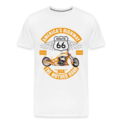 Route 66 Shirt, America's Road, Fathers Day Gift, Mother Road, Route 66 T-Shirt, Road Trip Shirt, Route 66 USA Motorcycle Biker Souvenir Tee - white