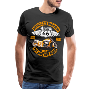 Route 66 Shirt, America's Road, Fathers Day Gift, Mother Road, Route 66 T-Shirt, Road Trip Shirt, Route 66 USA Motorcycle Biker Souvenir Tee - black