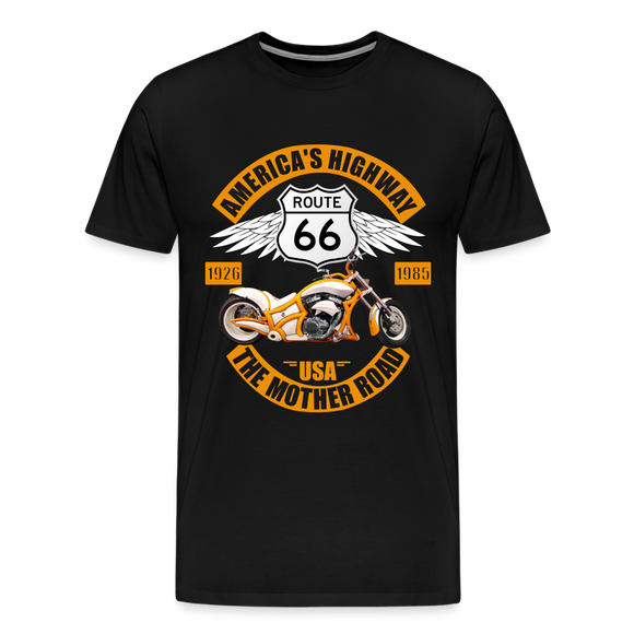 Route 66 Shirt, America's Road, Fathers Day Gift, Mother Road, Route 66 T-Shirt, Road Trip Shirt, Route 66 USA Motorcycle Biker Souvenir Tee - black