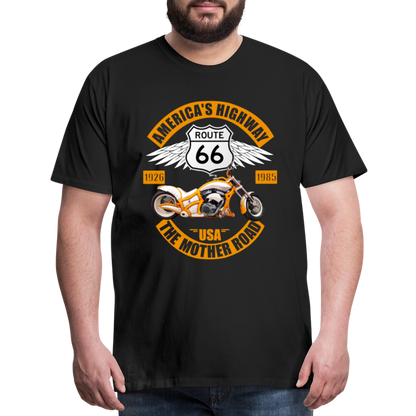 Route 66 Shirt, America's Road, Fathers Day Gift, Mother Road, Route 66 T-Shirt, Road Trip Shirt, Route 66 USA Motorcycle Biker Souvenir Tee - black
