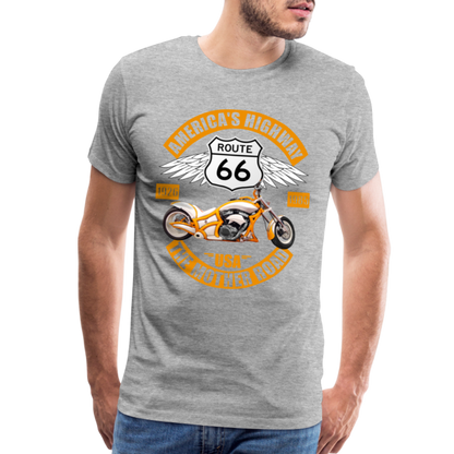 Route 66 Shirt, America's Road, Fathers Day Gift, Mother Road, Route 66 T-Shirt, Road Trip Shirt, Route 66 USA Motorcycle Biker Souvenir Tee - heather gray