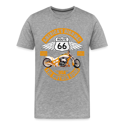 Route 66 Shirt, America's Road, Fathers Day Gift, Mother Road, Route 66 T-Shirt, Road Trip Shirt, Route 66 USA Motorcycle Biker Souvenir Tee - heather gray