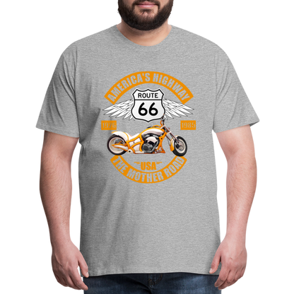 Route 66 Shirt, America's Road, Fathers Day Gift, Mother Road, Route 66 T-Shirt, Road Trip Shirt, Route 66 USA Motorcycle Biker Souvenir Tee - heather gray