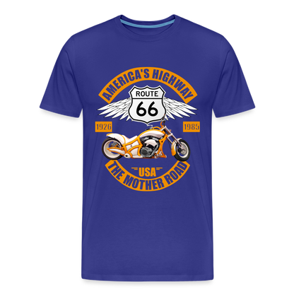 Route 66 Shirt, America's Road, Fathers Day Gift, Mother Road, Route 66 T-Shirt, Road Trip Shirt, Route 66 USA Motorcycle Biker Souvenir Tee - royal blue