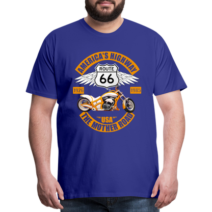 Route 66 Shirt, America's Road, Fathers Day Gift, Mother Road, Route 66 T-Shirt, Road Trip Shirt, Route 66 USA Motorcycle Biker Souvenir Tee - royal blue