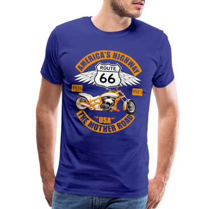 Route 66 Shirt, America's Road, Fathers Day Gift, Mother Road, Route 66 T-Shirt, Road Trip Shirt, Route 66 USA Motorcycle Biker Souvenir Tee - royal blue