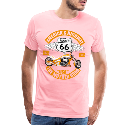 Route 66 Shirt, America's Road, Fathers Day Gift, Mother Road, Route 66 T-Shirt, Road Trip Shirt, Route 66 USA Motorcycle Biker Souvenir Tee - pink