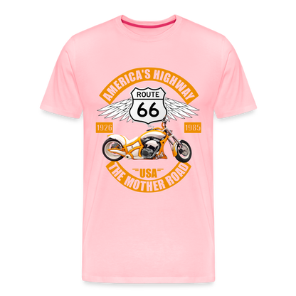 Route 66 Shirt, America's Road, Fathers Day Gift, Mother Road, Route 66 T-Shirt, Road Trip Shirt, Route 66 USA Motorcycle Biker Souvenir Tee - pink