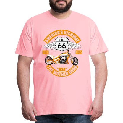 Route 66 Shirt, America's Road, Fathers Day Gift, Mother Road, Route 66 T-Shirt, Road Trip Shirt, Route 66 USA Motorcycle Biker Souvenir Tee - pink