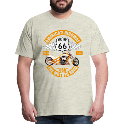 Route 66 Shirt, America's Road, Fathers Day Gift, Mother Road, Route 66 T-Shirt, Road Trip Shirt, Route 66 USA Motorcycle Biker Souvenir Tee - heather oatmeal