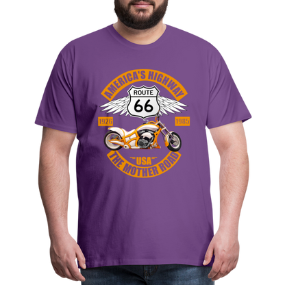Route 66 Shirt, America's Road, Fathers Day Gift, Mother Road, Route 66 T-Shirt, Road Trip Shirt, Route 66 USA Motorcycle Biker Souvenir Tee - purple
