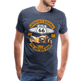 Route 66 Shirt, America's Road, Fathers Day Gift, Mother Road, Route 66 T-Shirt, Road Trip Shirt, Route 66 USA Motorcycle Biker Souvenir Tee - heather blue