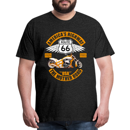 Route 66 Shirt, America's Road, Fathers Day Gift, Mother Road, Route 66 T-Shirt, Road Trip Shirt, Route 66 USA Motorcycle Biker Souvenir Tee - charcoal grey