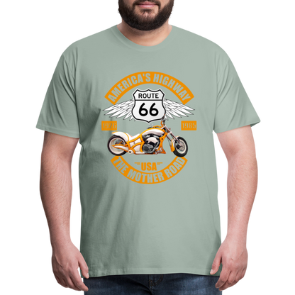 Route 66 Shirt, America's Road, Fathers Day Gift, Mother Road, Route 66 T-Shirt, Road Trip Shirt, Route 66 USA Motorcycle Biker Souvenir Tee - steel green