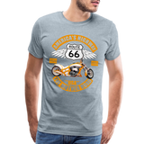 Route 66 Shirt, America's Road, Fathers Day Gift, Mother Road, Route 66 T-Shirt, Road Trip Shirt, Route 66 USA Motorcycle Biker Souvenir Tee - heather ice blue