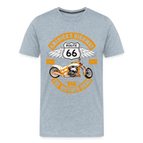 Route 66 Shirt, America's Road, Fathers Day Gift, Mother Road, Route 66 T-Shirt, Road Trip Shirt, Route 66 USA Motorcycle Biker Souvenir Tee - heather ice blue