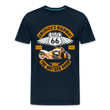 Route 66 Shirt, America's Road, Fathers Day Gift, Mother Road, Route 66 T-Shirt, Road Trip Shirt, Route 66 USA Motorcycle Biker Souvenir Tee - deep navy