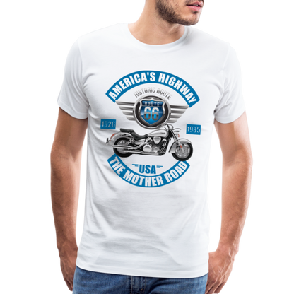 America's Road, Route 66 Shirt, Fathers Day Gift, Mother Road, Route 66 T-Shirt, Road Trip Shirt, Route 66 USA Motorcycle Biker Souvenir Tee - white