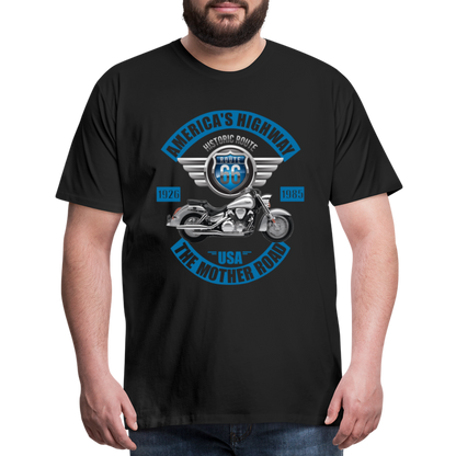 America's Road, Route 66 Shirt, Fathers Day Gift, Mother Road, Route 66 T-Shirt, Road Trip Shirt, Route 66 USA Motorcycle Biker Souvenir Tee - black