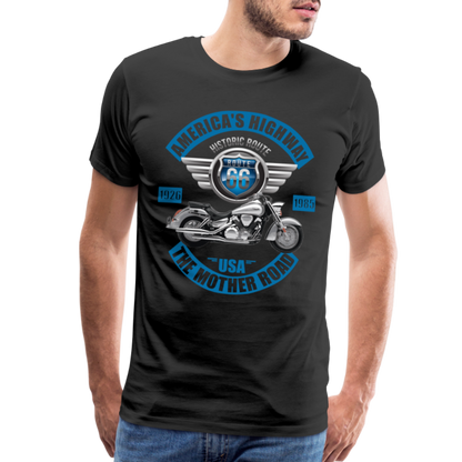 America's Road, Route 66 Shirt, Fathers Day Gift, Mother Road, Route 66 T-Shirt, Road Trip Shirt, Route 66 USA Motorcycle Biker Souvenir Tee - black