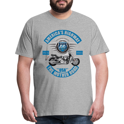America's Road, Route 66 Shirt, Fathers Day Gift, Mother Road, Route 66 T-Shirt, Road Trip Shirt, Route 66 USA Motorcycle Biker Souvenir Tee - heather gray