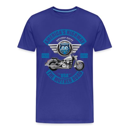 America's Road, Route 66 Shirt, Fathers Day Gift, Mother Road, Route 66 T-Shirt, Road Trip Shirt, Route 66 USA Motorcycle Biker Souvenir Tee - royal blue