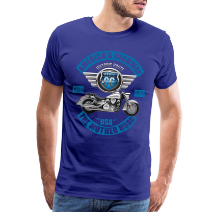 America's Road, Route 66 Shirt, Fathers Day Gift, Mother Road, Route 66 T-Shirt, Road Trip Shirt, Route 66 USA Motorcycle Biker Souvenir Tee - royal blue