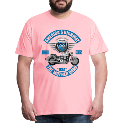 America's Road, Route 66 Shirt, Fathers Day Gift, Mother Road, Route 66 T-Shirt, Road Trip Shirt, Route 66 USA Motorcycle Biker Souvenir Tee - pink