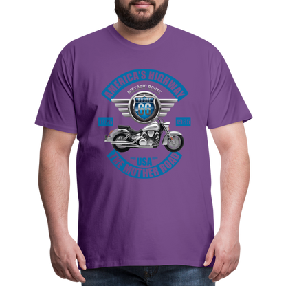 America's Road, Route 66 Shirt, Fathers Day Gift, Mother Road, Route 66 T-Shirt, Road Trip Shirt, Route 66 USA Motorcycle Biker Souvenir Tee - purple