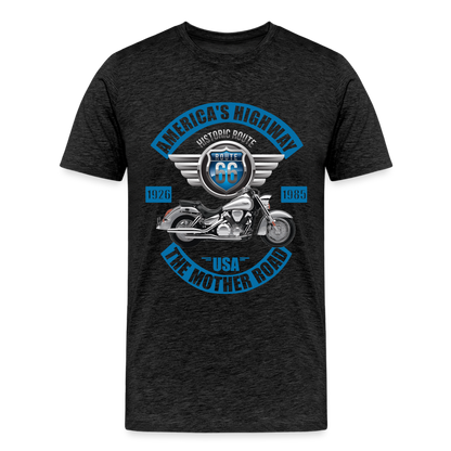 America's Road, Route 66 Shirt, Fathers Day Gift, Mother Road, Route 66 T-Shirt, Road Trip Shirt, Route 66 USA Motorcycle Biker Souvenir Tee - charcoal grey