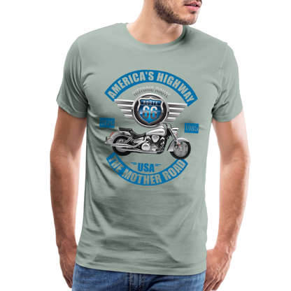 America's Road, Route 66 Shirt, Fathers Day Gift, Mother Road, Route 66 T-Shirt, Road Trip Shirt, Route 66 USA Motorcycle Biker Souvenir Tee - steel green