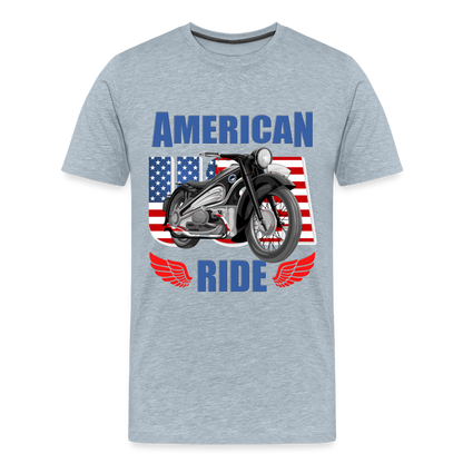 American Ride Shirt, Motorcycle Shirt, Biker Shirt, Motorcycle Gift, Motorcycle Tshirt, Motorcycle Shirts, Motorcycle T Shirt, Biker Shirts - heather ice blue