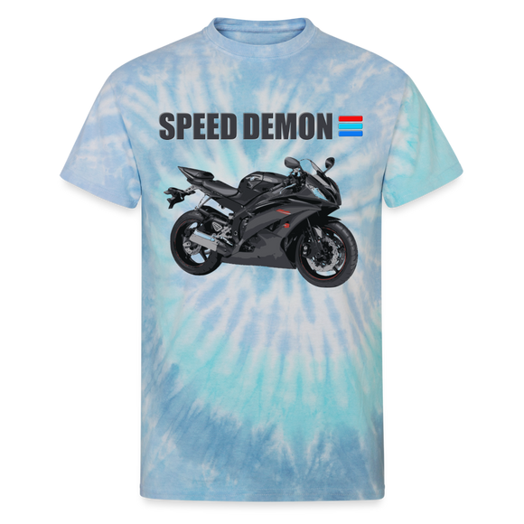 Motorcycle Gift, Motorcycle Shirt, Biker Shirt, Speed Demon Shirt, Motorcycle Tshirt, Motorcycle T Shirt, Racing Shirt, Sports Bike Shirt, Unisex Tie Dye T-Shirt - blue lagoon