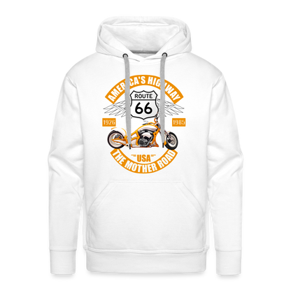 Route 66 Hoodie, Americas Road, Fathers Day Gift, Mother Road, Route 66 Hoodie, Road Trip Hoodie, Route 66 Usa Motorcycle Biker Souvenir Men’s Premium Hoodie - white