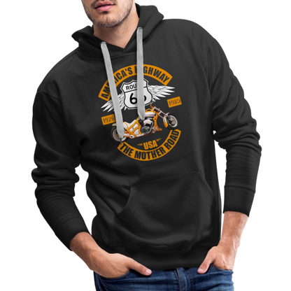 Route 66 Hoodie, Americas Road, Fathers Day Gift, Mother Road, Route 66 Hoodie, Road Trip Hoodie, Route 66 Usa Motorcycle Biker Souvenir Men’s Premium Hoodie - black